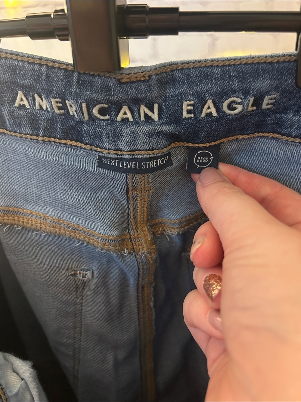 American Eagle Outfitters Women's Dark Blue High Rise Skinny Kick Jeans 12 LONG - Picture 2 of 5